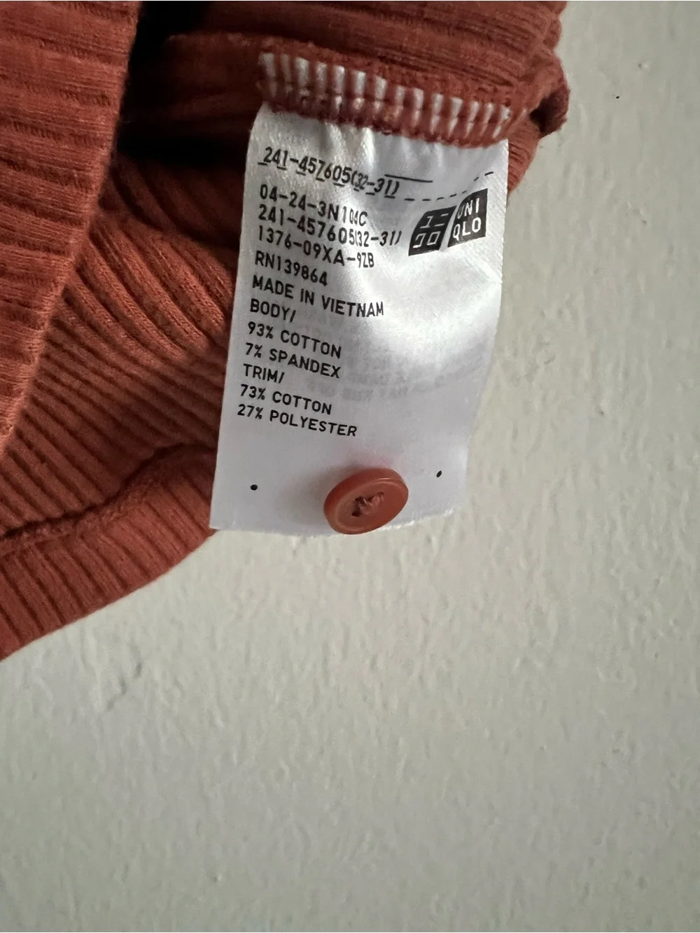 Uniqlo Ribbed Henley Neck Cropped Vest Top Sz X-Small